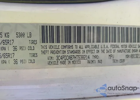 2017 Dodge Journey Se из США, поврежденный, VIN 3C4PDCAB7HT538214